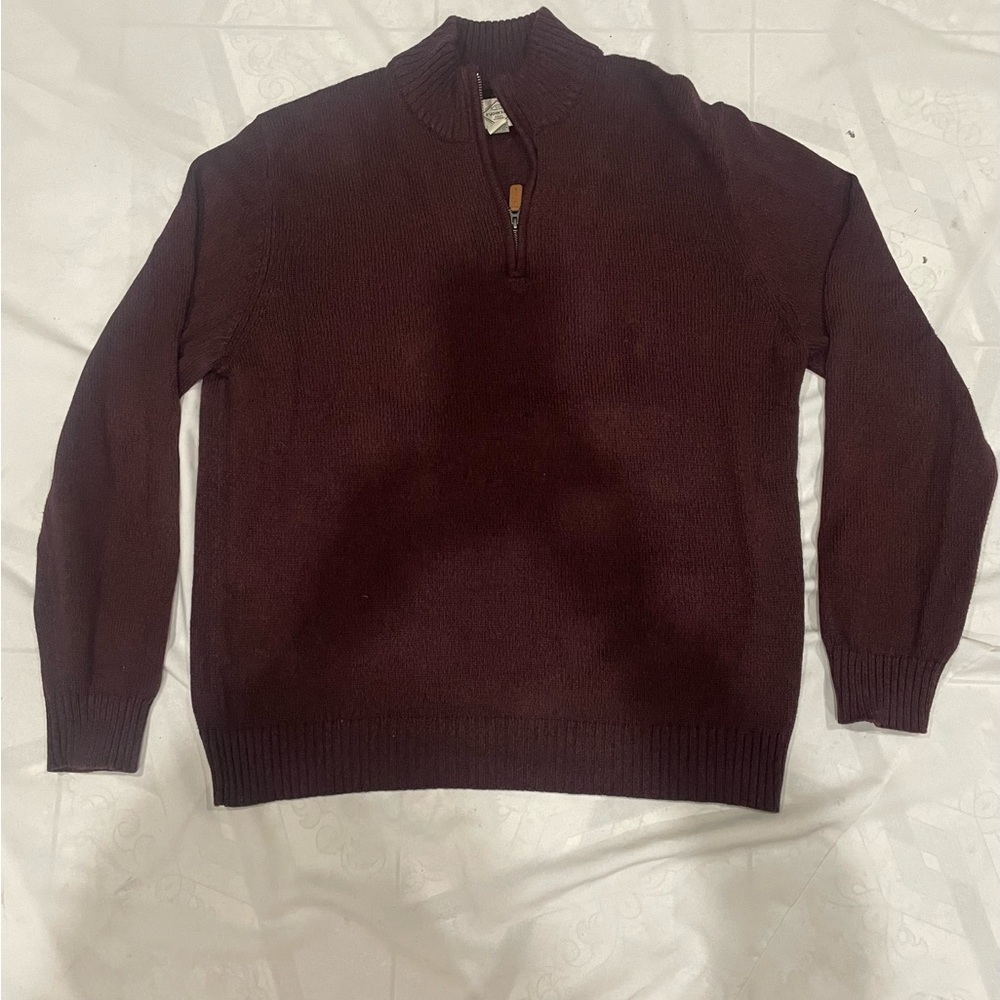 St. John's Bay Men's Deep Burgundy Zip-Up Sweater